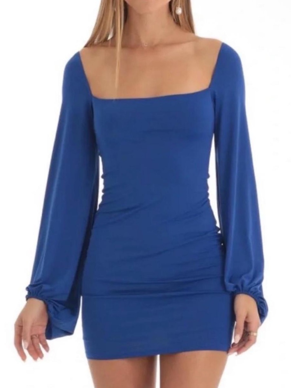 Lucy in the Sky blue mini dress with long sleeves